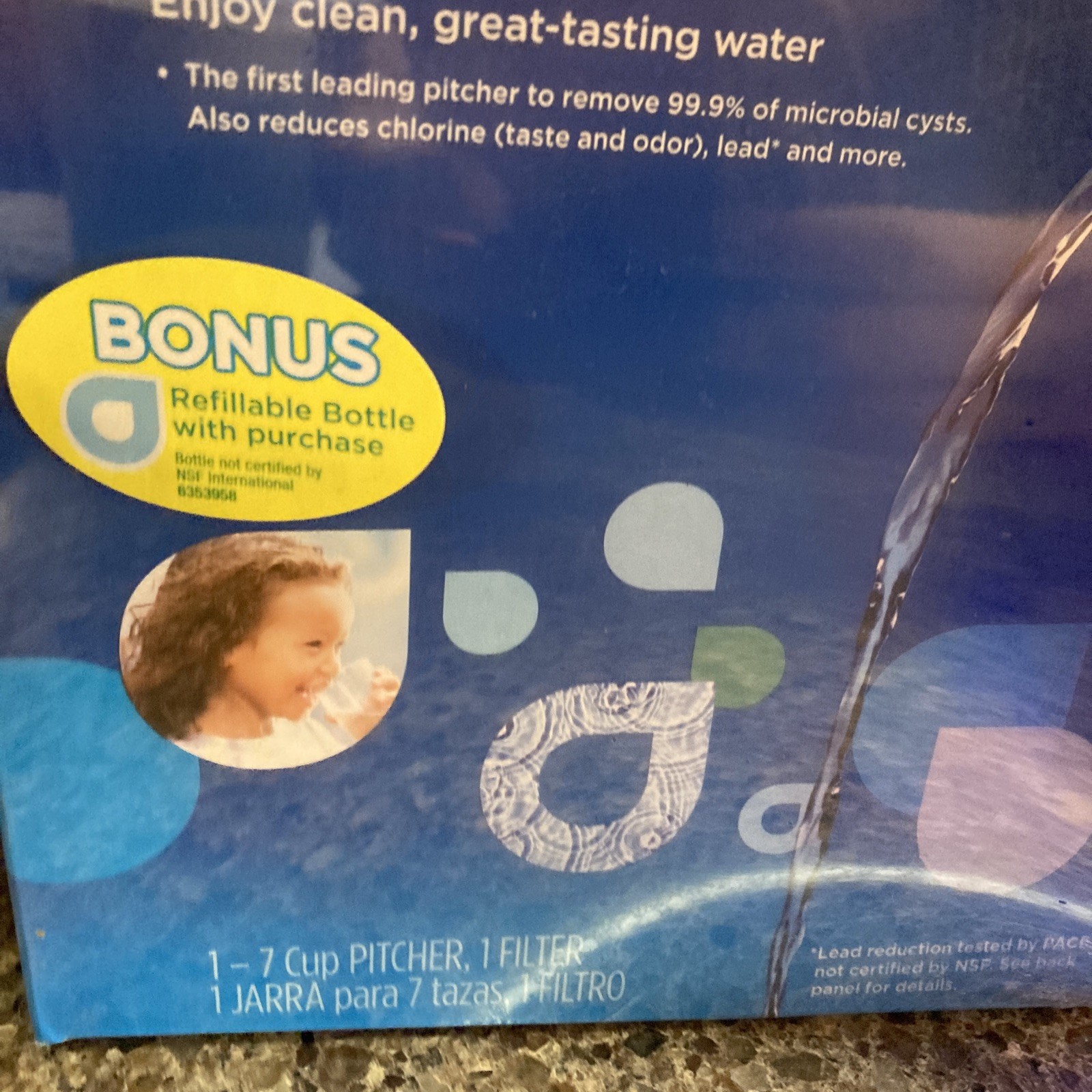 PUR 7 Cup Water Pitcher Filtration System Filters Chlorine & Mercury
