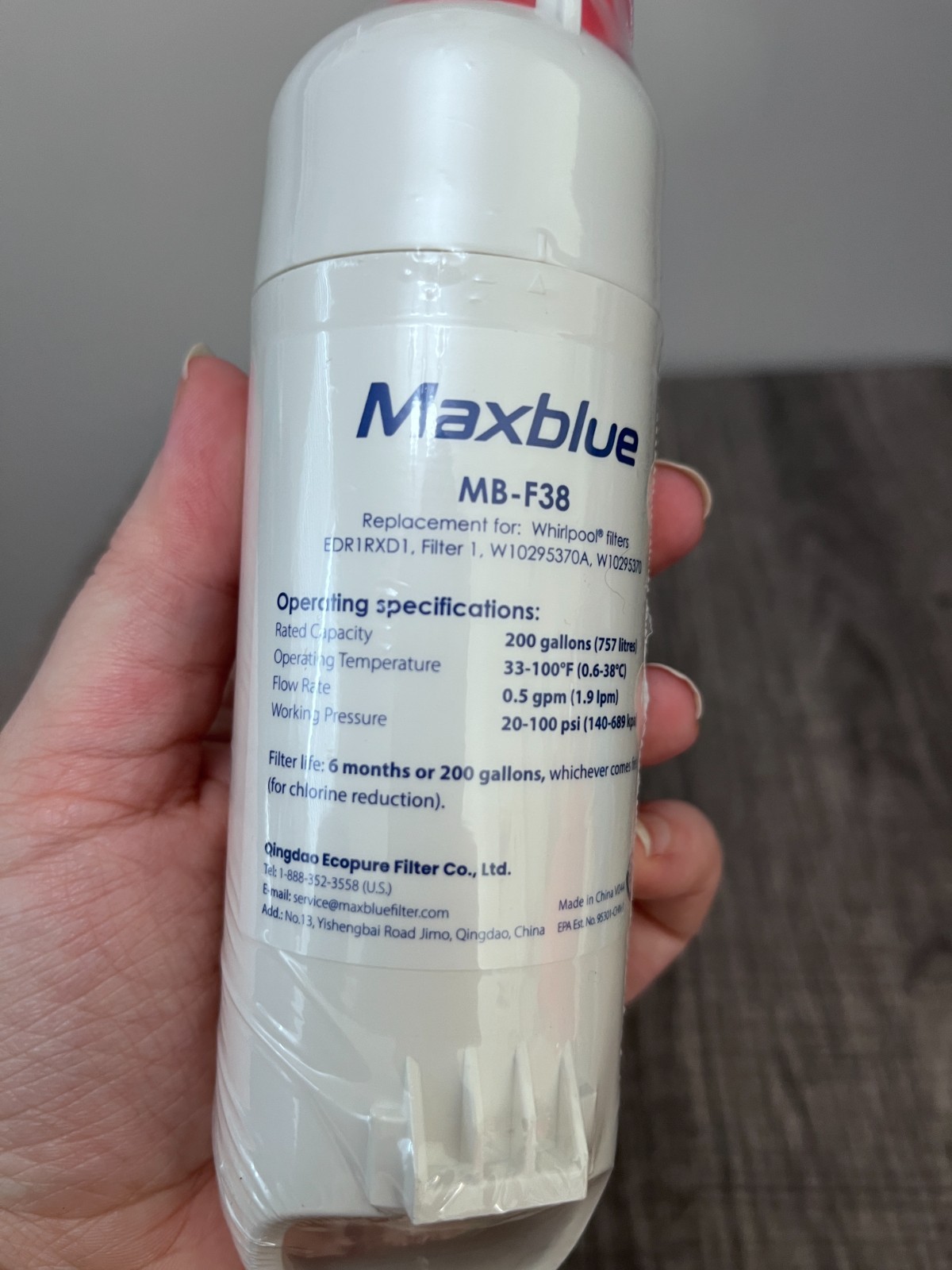 Maxblue MB-F38 Refrigerator Water Filter, 1 Pack