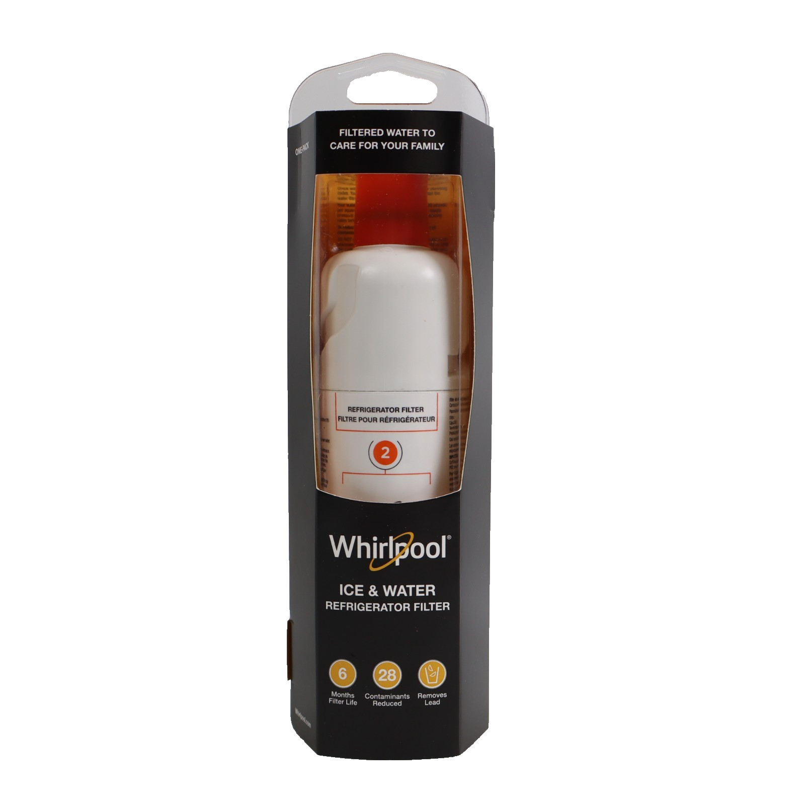 Whirlpool WHR2RXD1 Ice, Orange Refrigerator Water Filter 2-WHR2RXD1 Genuine OEM