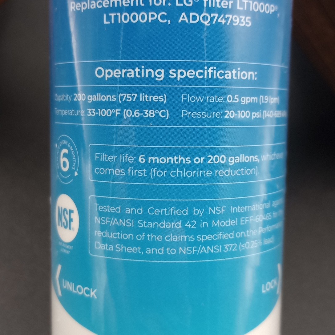 Waterdrop WD-F46 Water Filter Replacement For LG Filters LT1000P LT1000PC