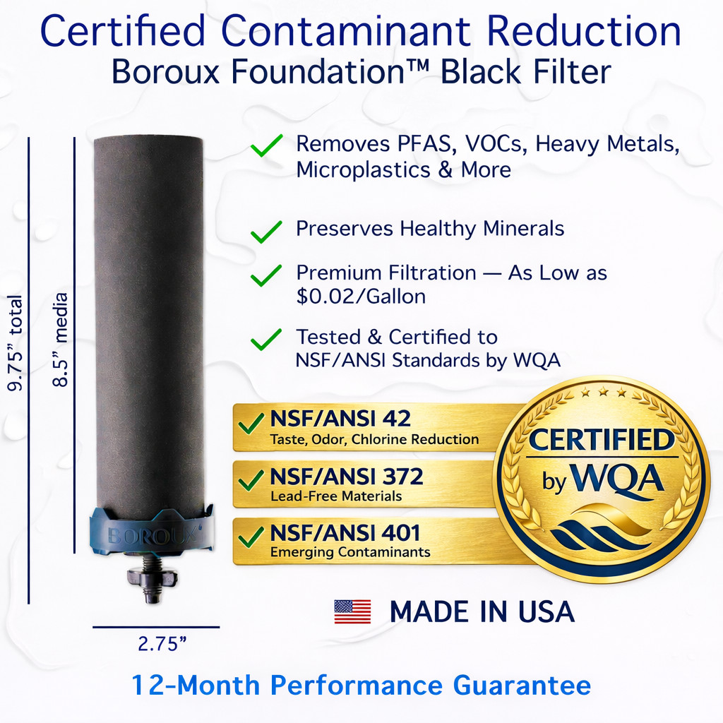Berkey Water Filter System with Boroux Foundation Black and Fluoride Filters