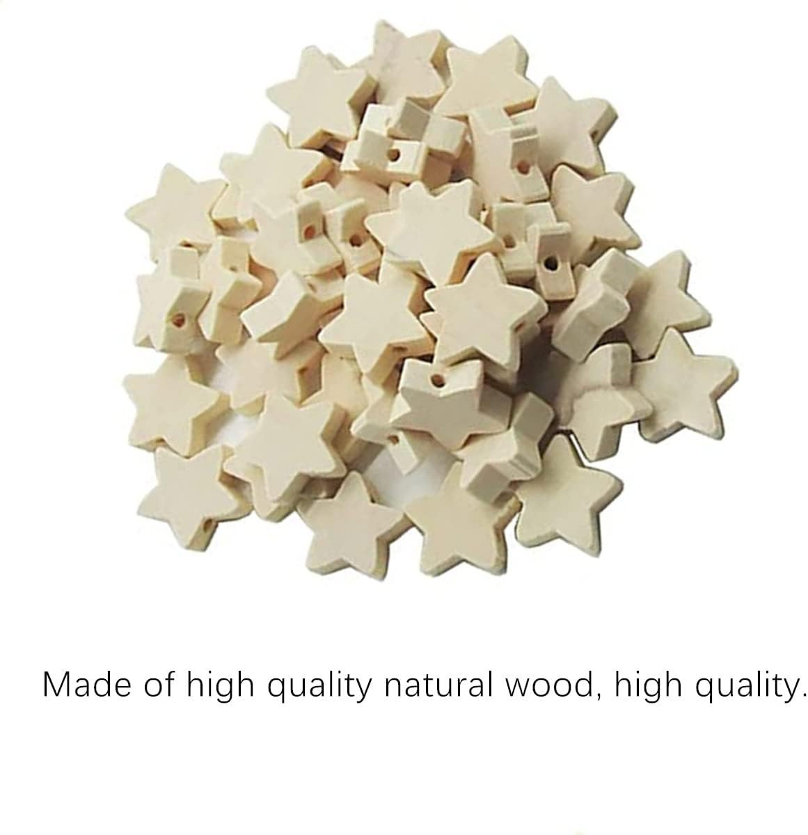 50Pcs Unfinished Natural Wooden Five-Pointed Star Beads, Natural Star Shaped Spa