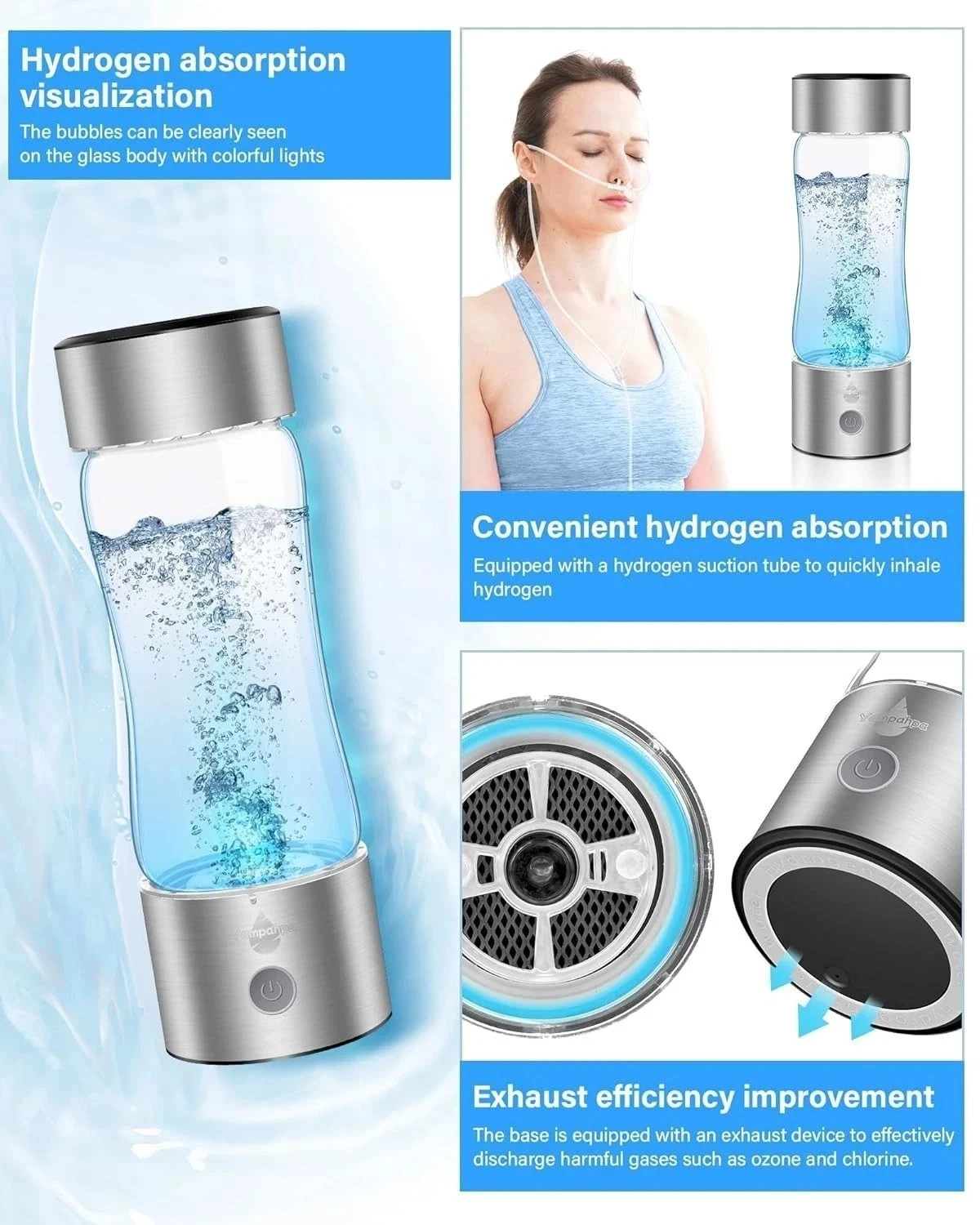 2026 Upgraded Hydrogen Water Bottle, 2400 Hydrogen Water Bottle Generator, Hy…