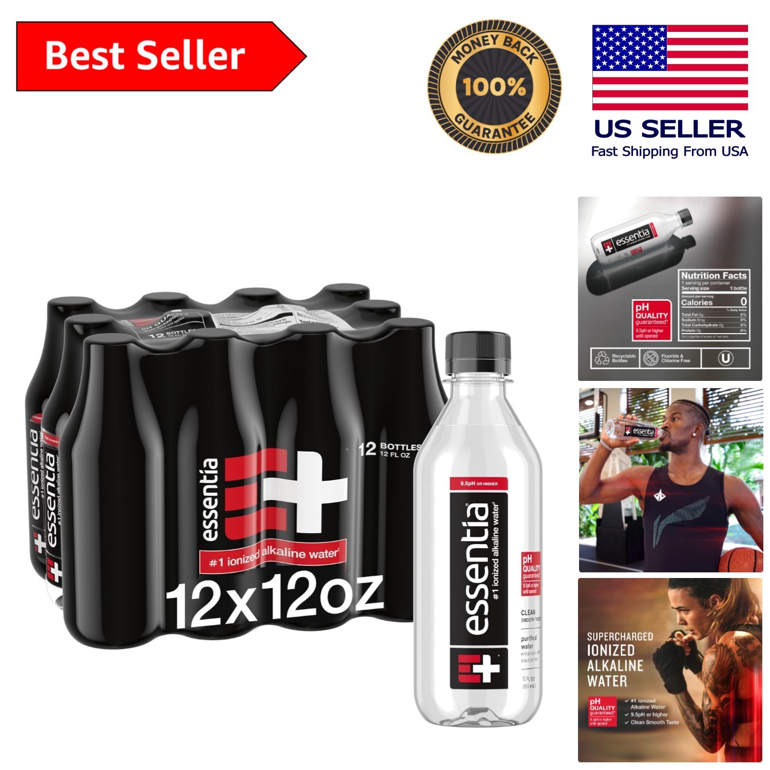 Essentia Water 12 Fl Oz Bottles – Supercharged Alkaline Hydration (12-Pack)