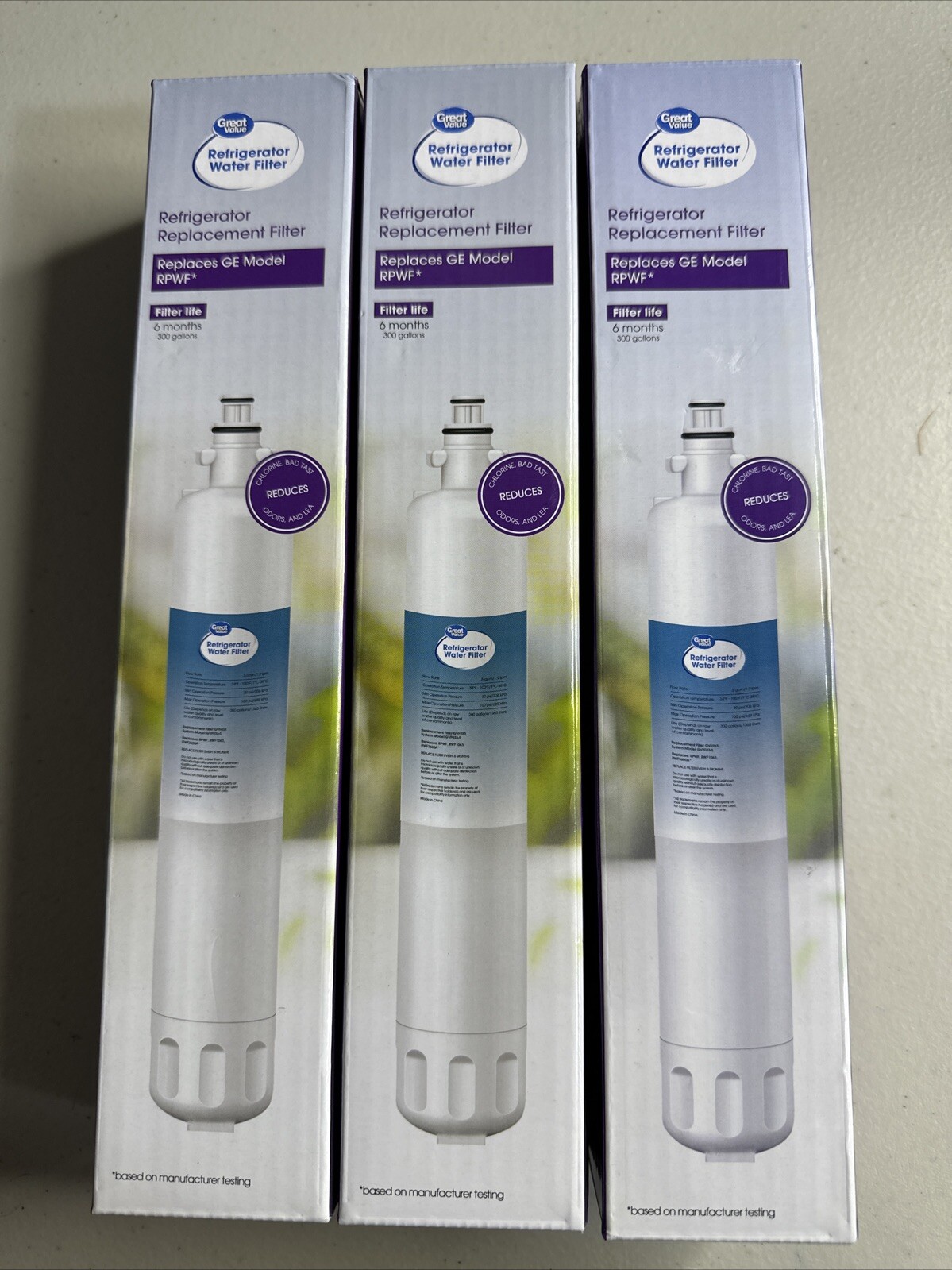 (3) Great Value Refrigerator Water Filter Replaces Ge Model RPWF 6months 300 gal