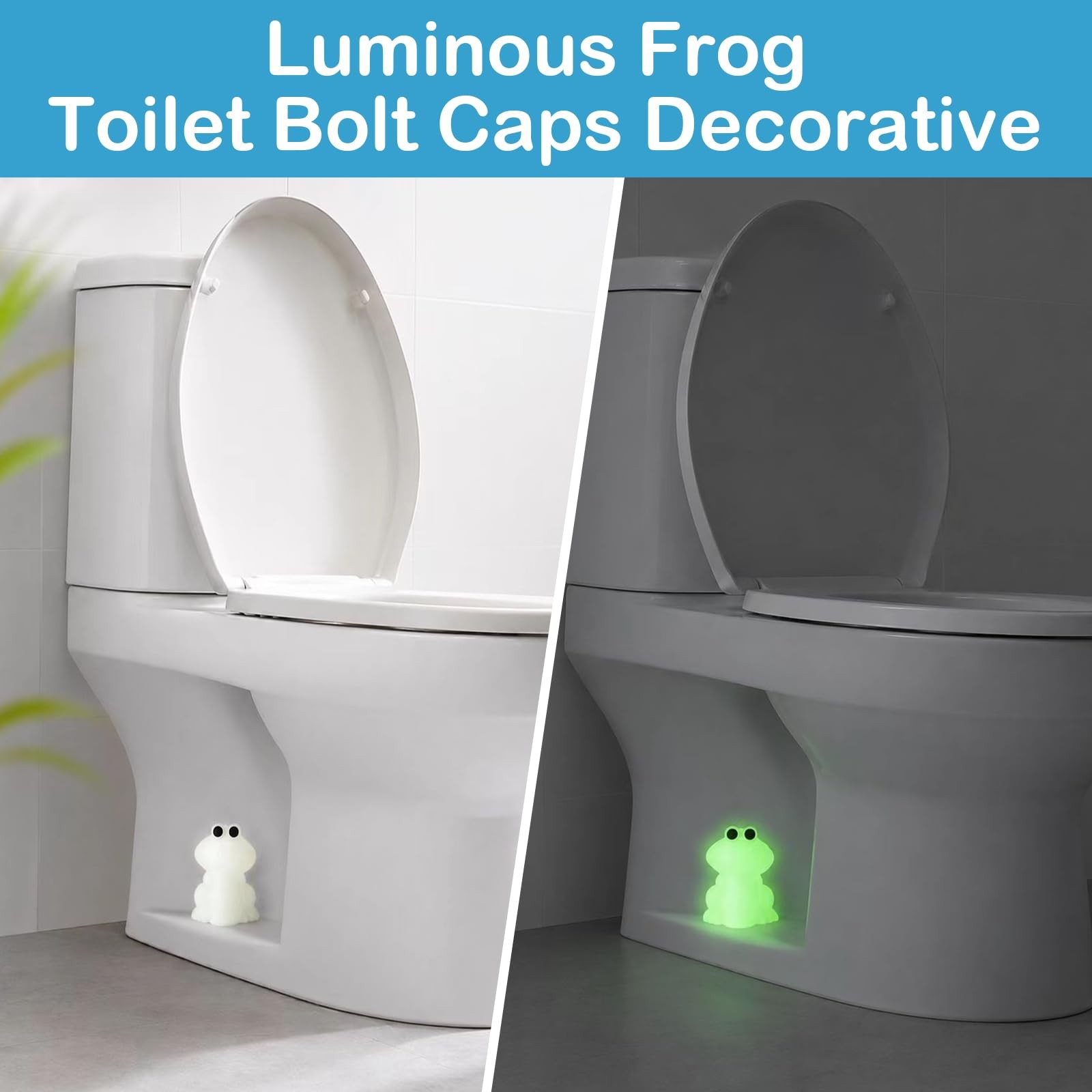 Frog Toilet Bolt Covers Decorative Glow in The Dark 2PCs Toilet Screw Caps Lu…