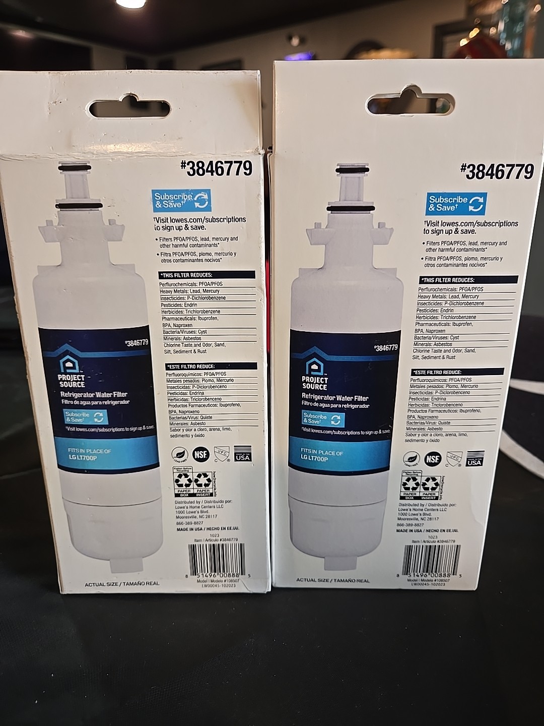 2 Project Source Refrigerator Water Filter LG LT700P 2 Pack Filters Lead 2 pks