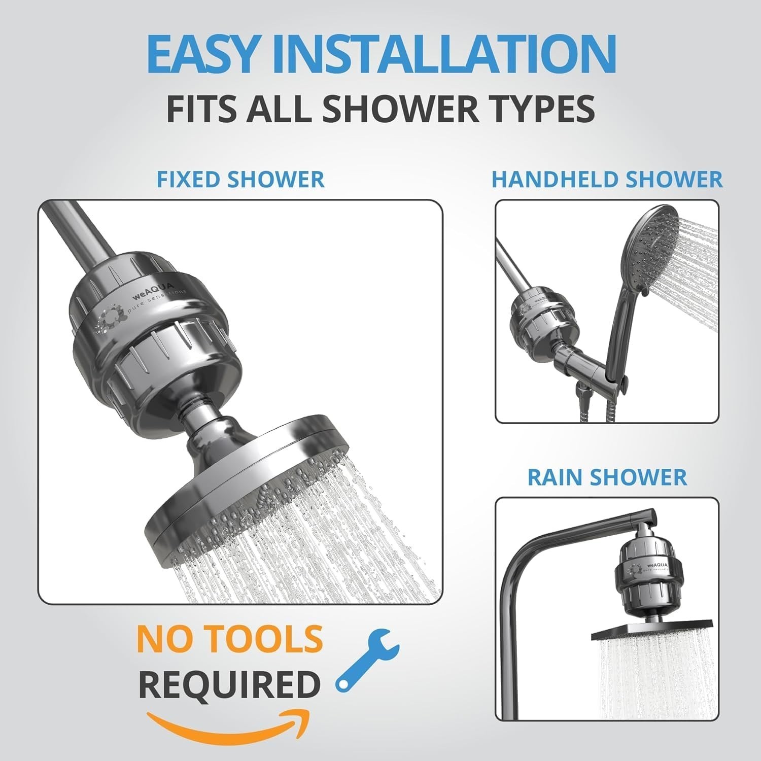 weAQUA Heavy Duty NO BS Shower Filter – 99% Removal for Hard Water, Chlorine