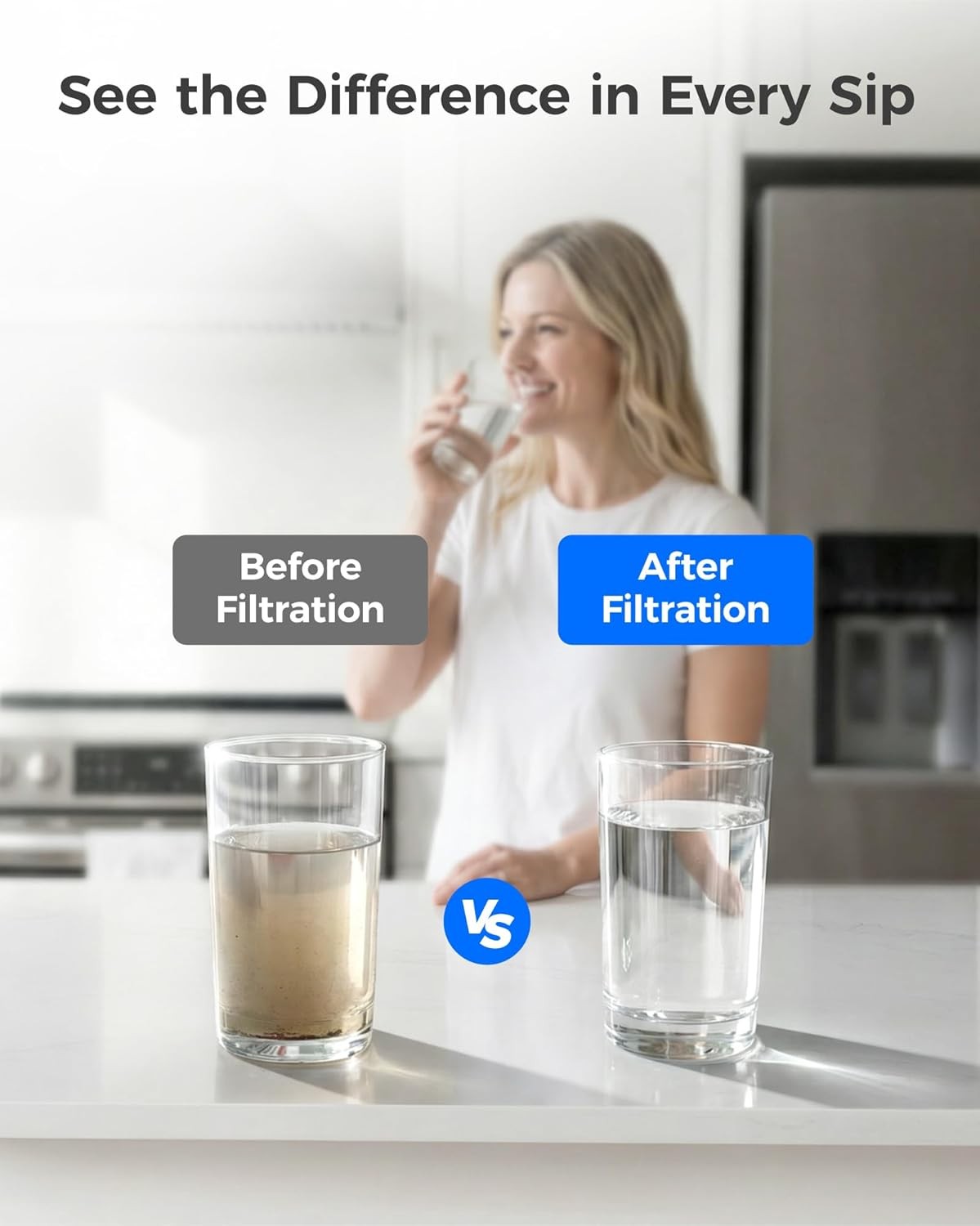 Waterdrop XWF Refrigerator Water Filter, Replacement for GE® XWF, 3 Filters