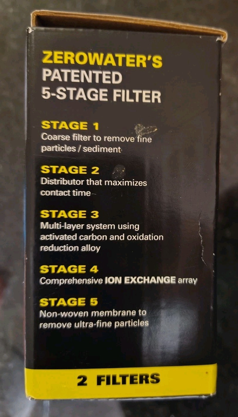 ZeroWater 2 Pack Sealed Portable Filtration Filters 5-Stage Ion Exchange ZR-230