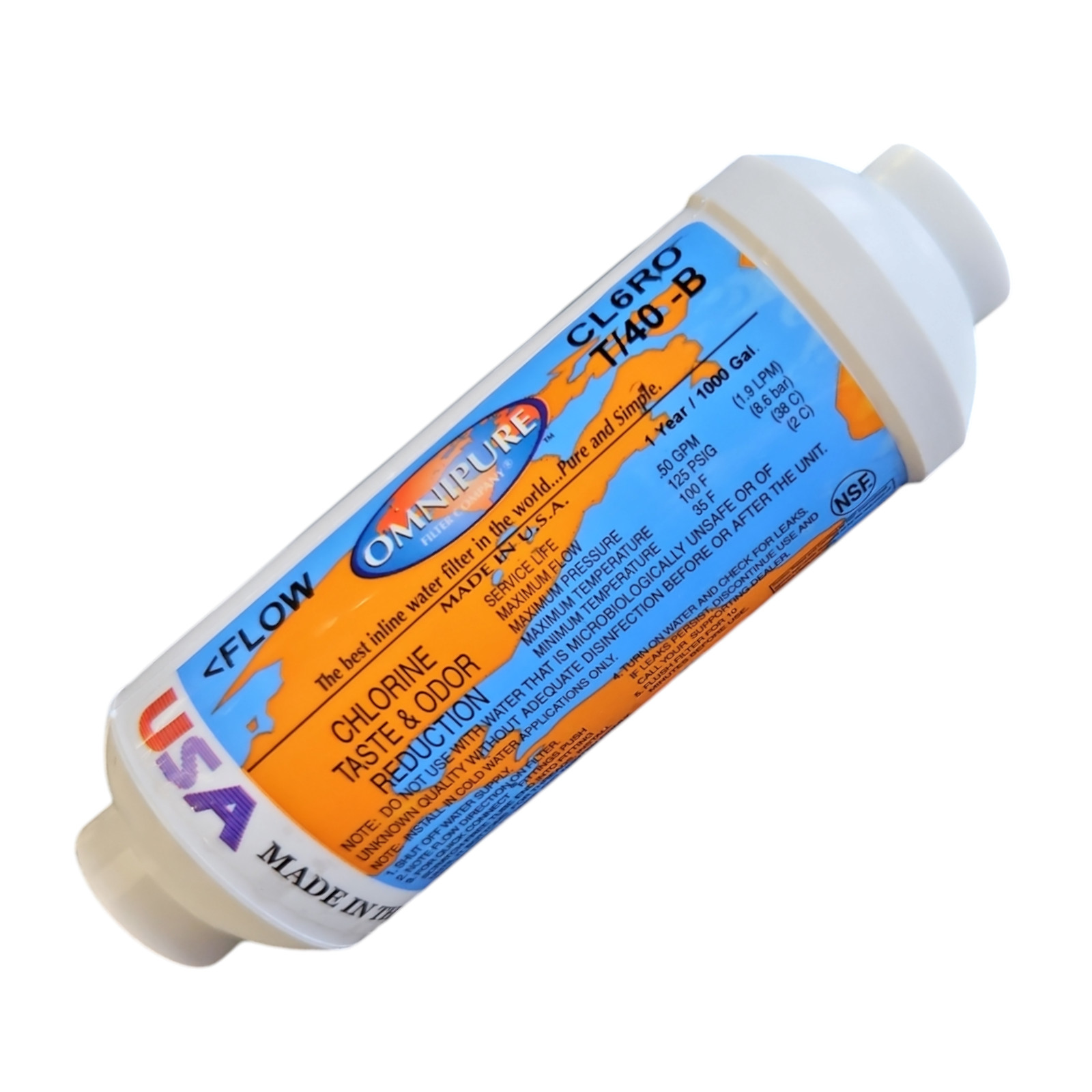 Omnipure CL6ROT/40-B Carbon filter for Chlorine and Taste 6″x 2″ for 1/4″FPT 3Pk