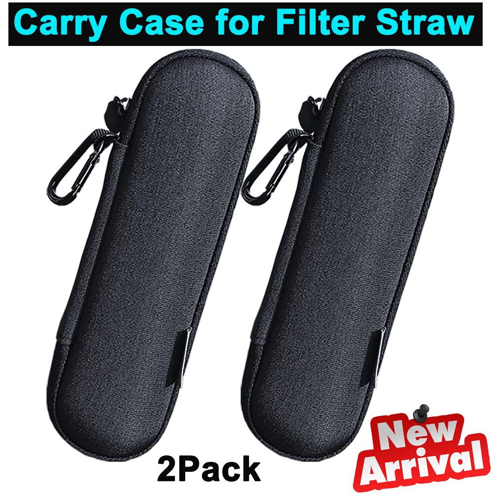 2Pcs Hard Travel Carry Case Cover Compatible with Water Filter Straw 7.8*2.6inch