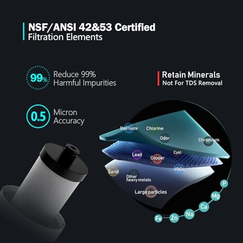 Direct Connect Water Filter Frizzlife SW10 NSF 0.5 Micron 8K Gal