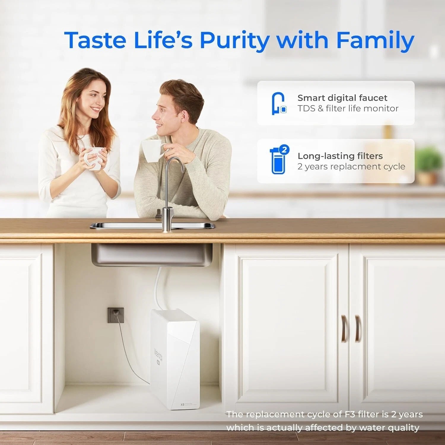 Waterdrop X8 Reverse Osmosis System, 800 GPD ,Tankless RO,Smart Faucet