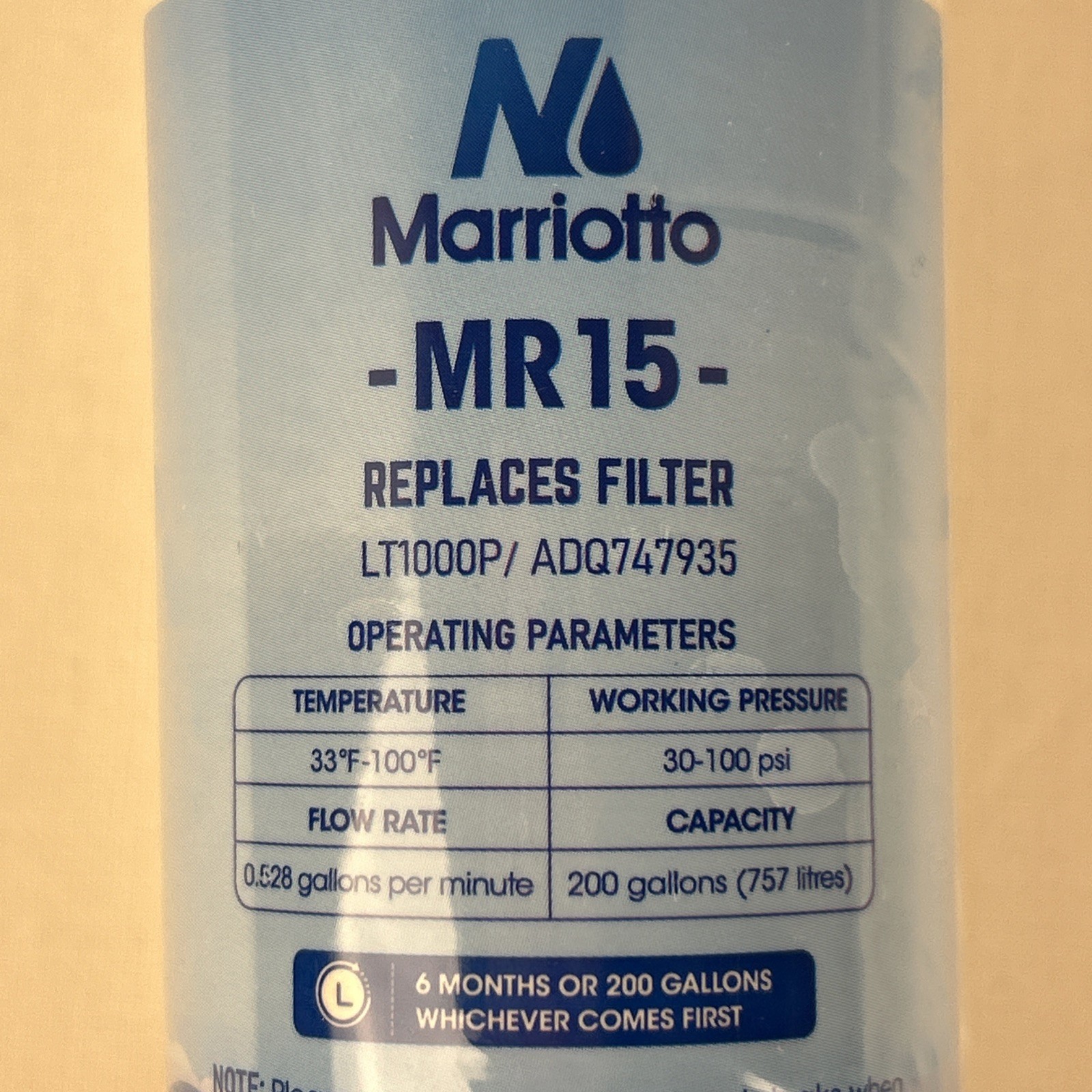 Marriotto MR15 Refrigerator Water Filter Replaces LG LT1000P ADQ747935 Lot/2 NOB