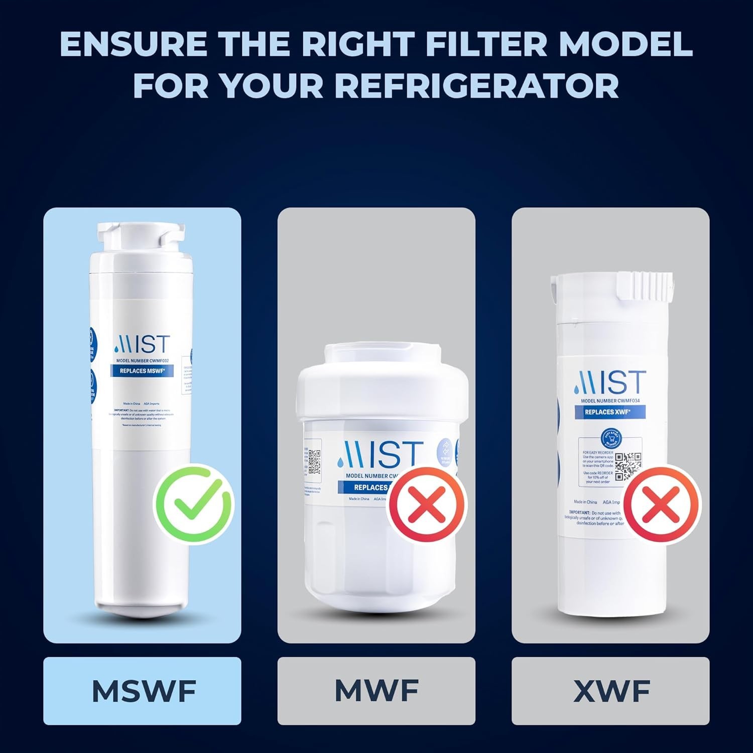 MSWF Refrigerator Water Filter Replacement, Compatible with GE Models: 101820…