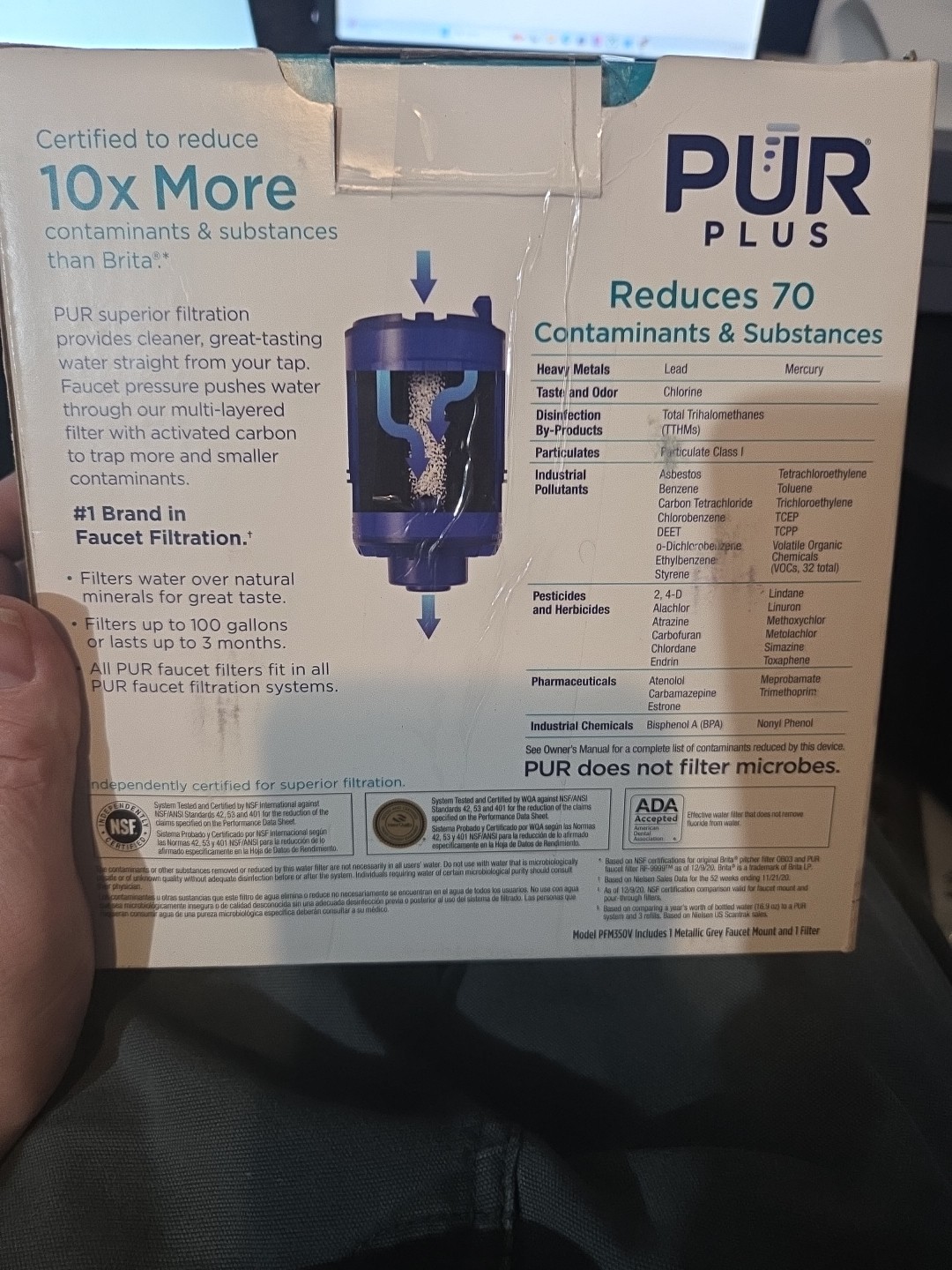 NEW PUR Plus Metallic Gray Horizontal Faucet Mount Water Filter System – PFM400H