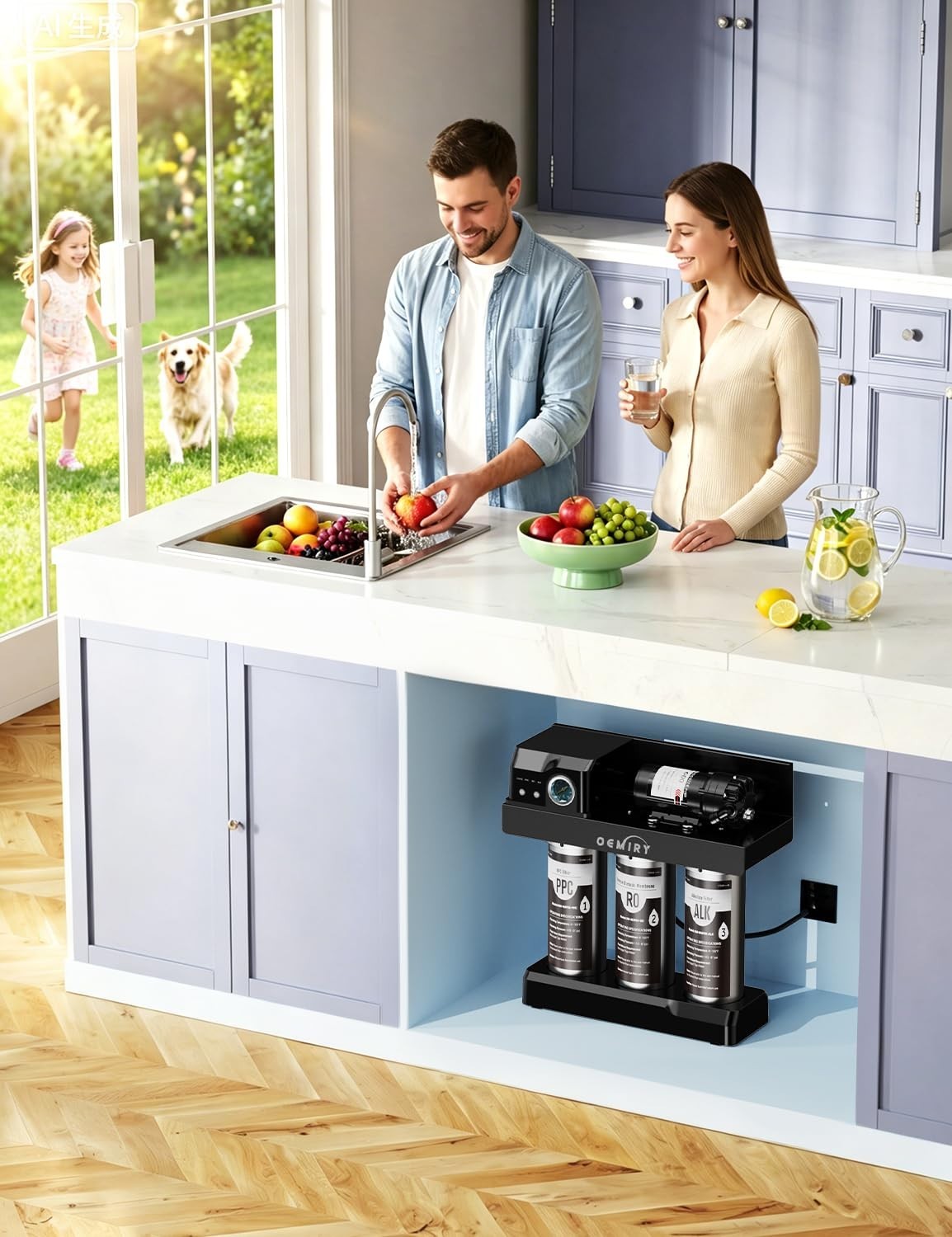 OEMIRY Stainless Steel 600 GPD Tankless Reverse Osmosis System 9-Stage Alkaline