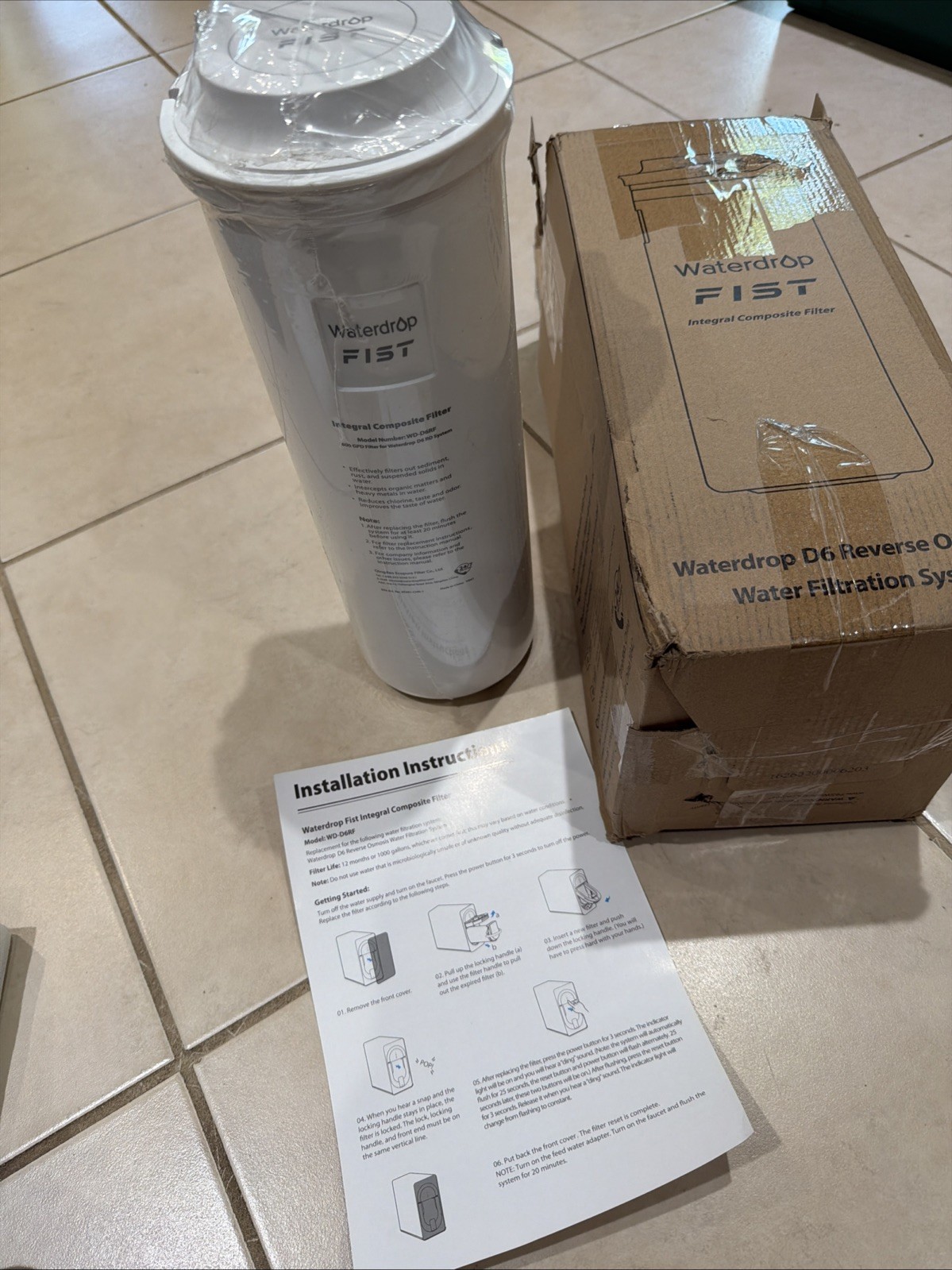 Waterdrop WD-D6RF Filter, Replacement for WD-D6-B Reverse Osmosis System NEW
