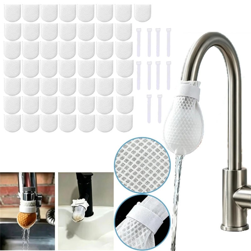 50Pcs Faucet Filter Cotton Bags,Anti-Splash Water,Remove Limescale Sand Rust