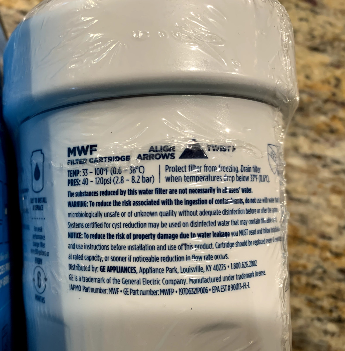 GE MWF 34-8720-34 Genuine Sealed Fridge Water Filter Side X Side French Doors