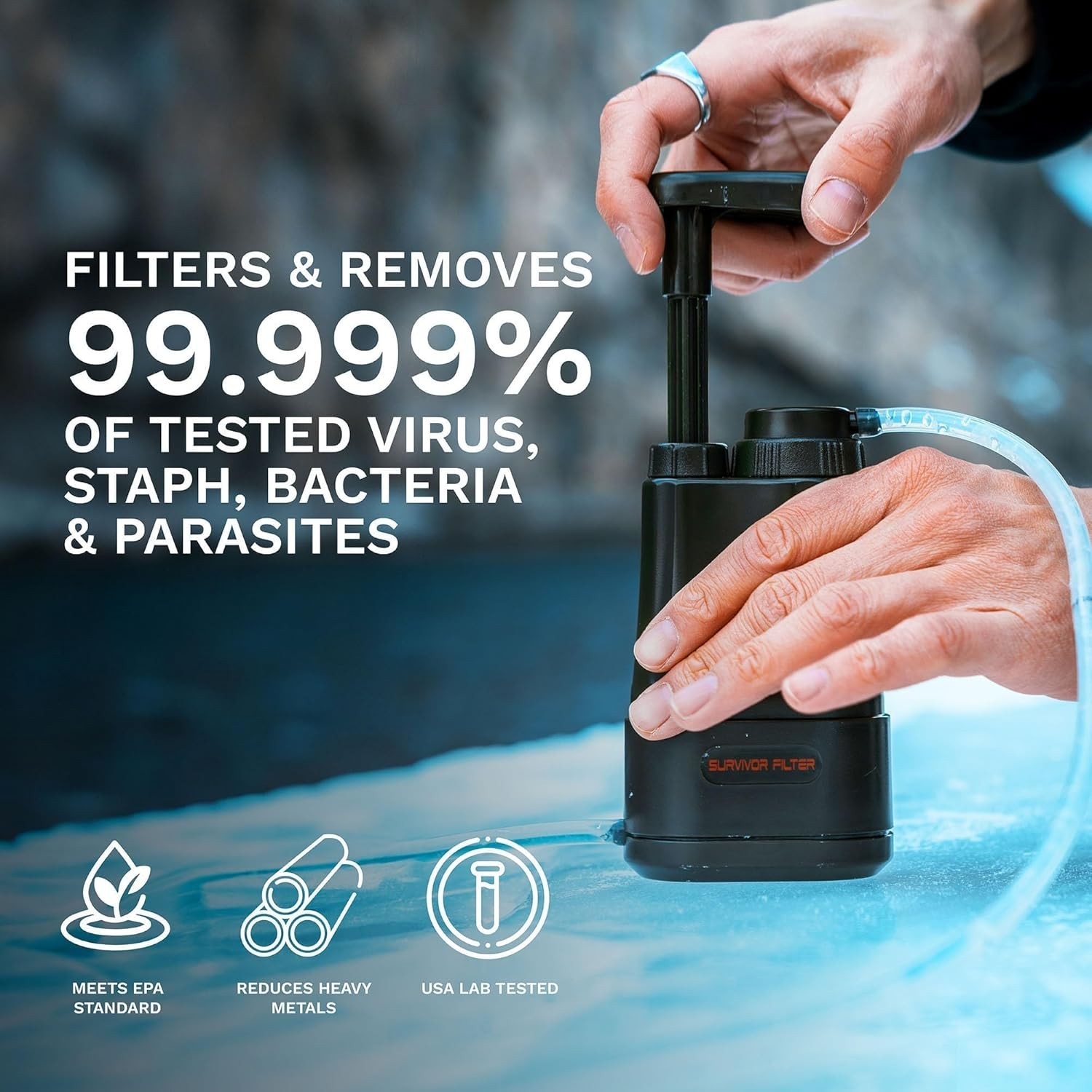 Survival Water Filter System with BPA Free Components and Carrying Case