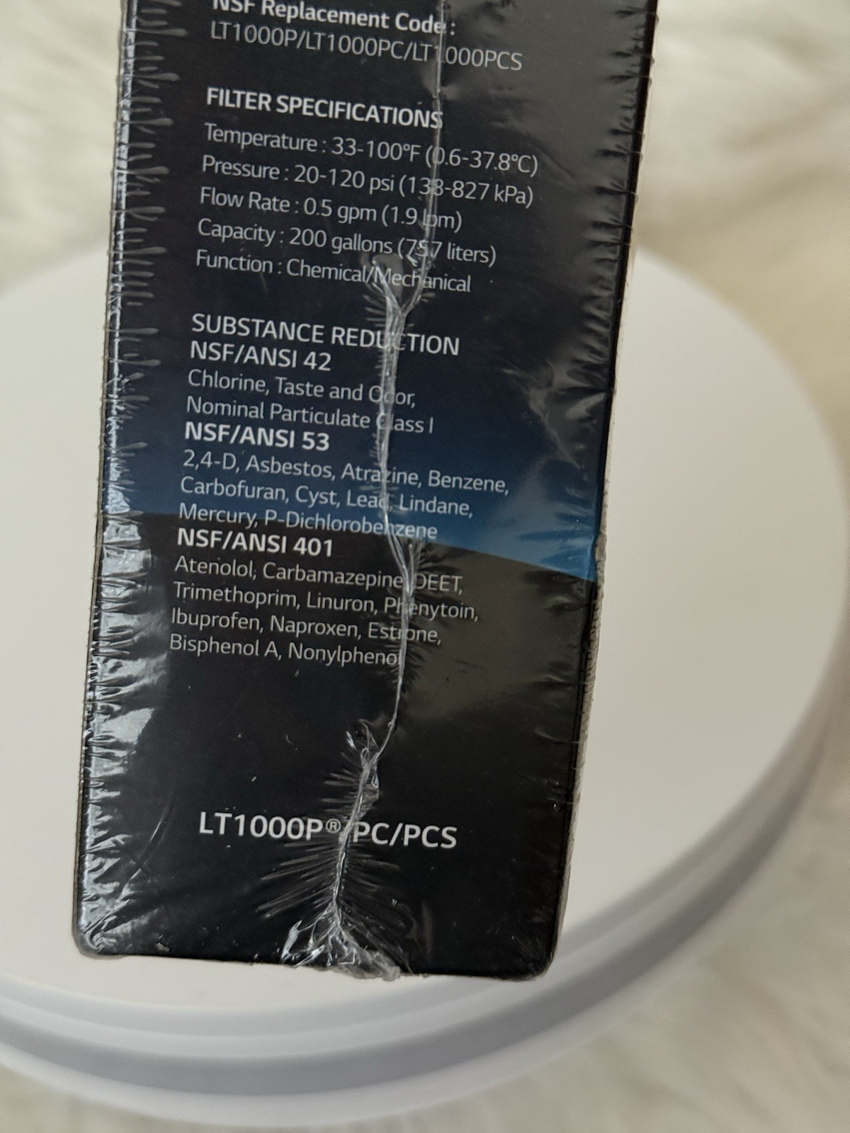 Genuine LG Water Filter Replacement Cartridge LT1000P/PC/PCS New and Sealed