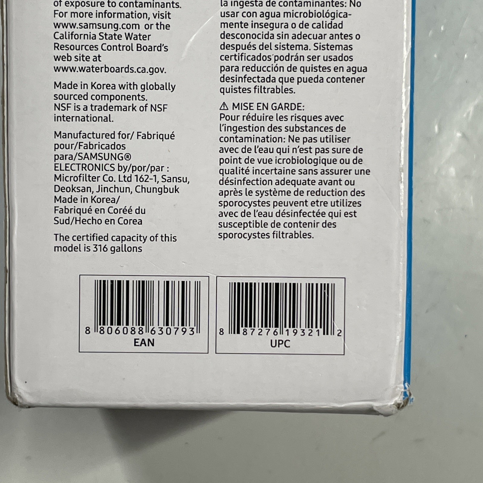 Samsung Genuine HAF-QIN/EXP DA97-17376B/DA97-08006C-A Refrigerator Water Filter
