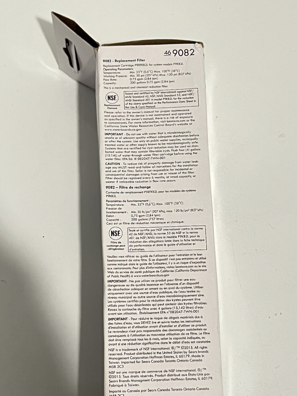 Kenmore 9082 Replacement Refrigerator Filter Sealed in New Open Box OEM