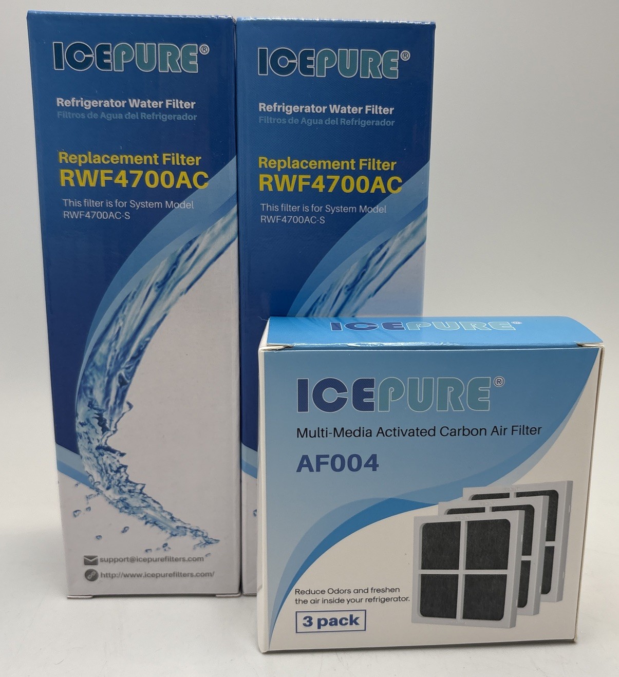 ICEPURE RWF4700AC Replacement Water Filters w/ Air Filter: 2 Pack, New/Sealed