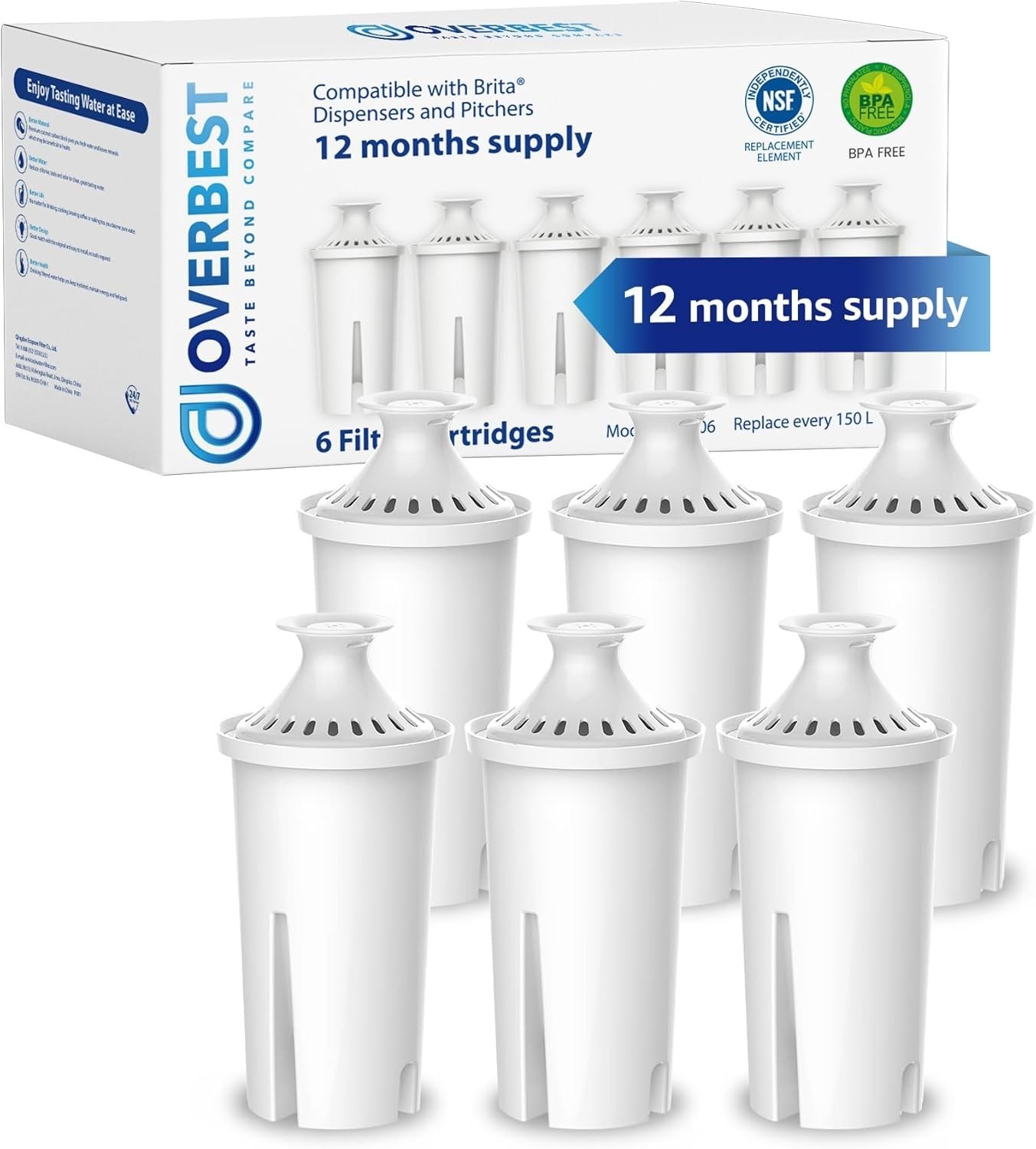 7006 Pitcher Water Filter, Replacement for Brita Filter, Brita Pitchers and D…
