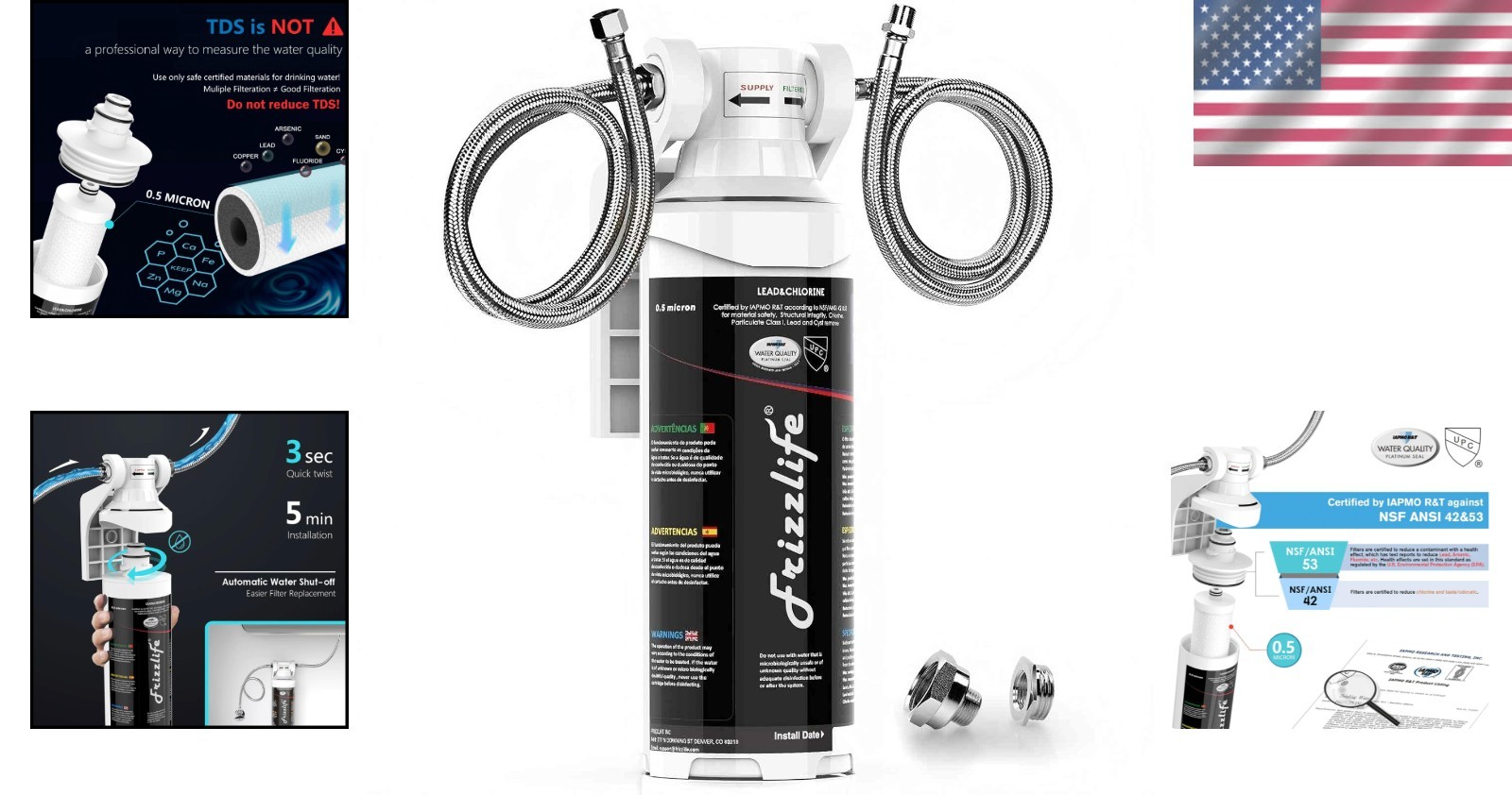 Under Sink Water Filter System – NSF/ANSI Certified, 2- Life, 0.5 Micron Filt…
