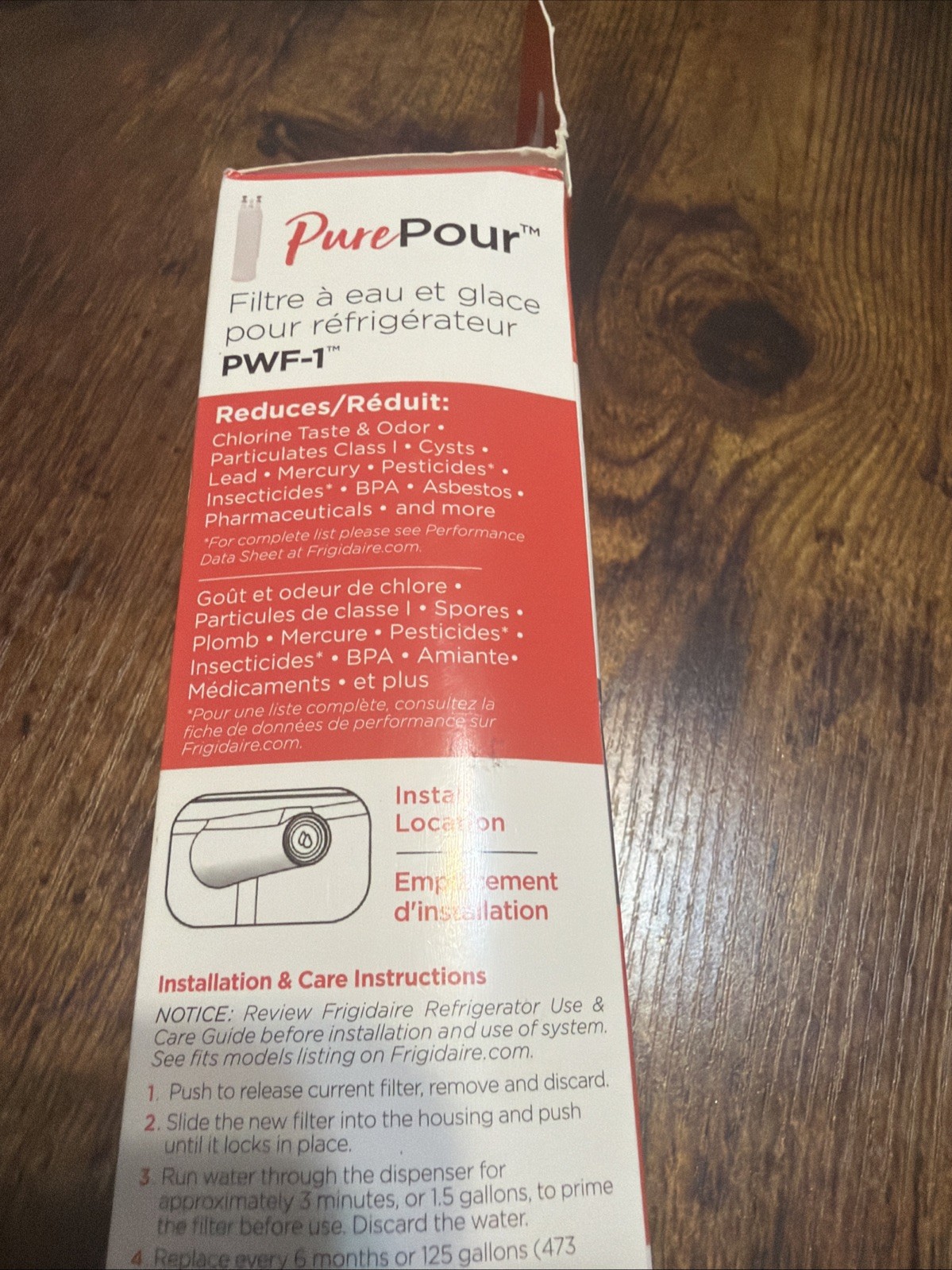 Frigidaire FPPWFU01 PurePour PWF-1 Water Filter Genuine New w/ Open Box