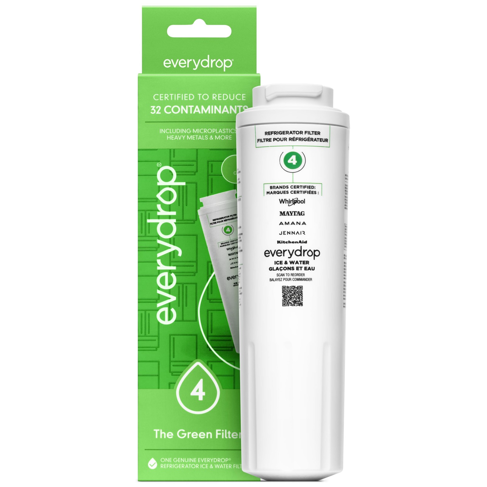 everydrop® by Whirlpool Ice and Water Refrigerator Filter 4, EDR4RXD1, Single-Pa
