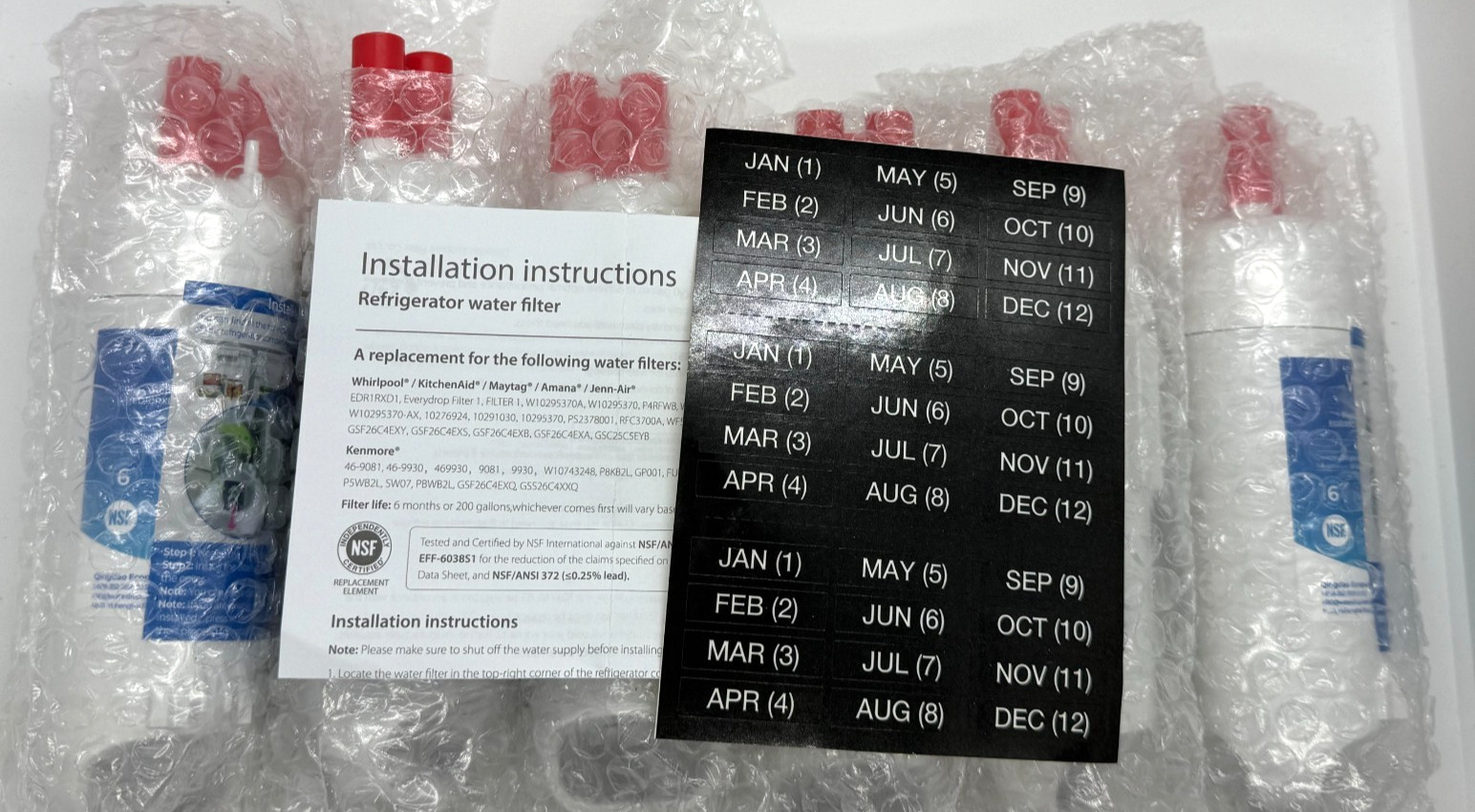 Waterdrop Refrigerator WD-F38 Filter, 6 Pack New Sealed