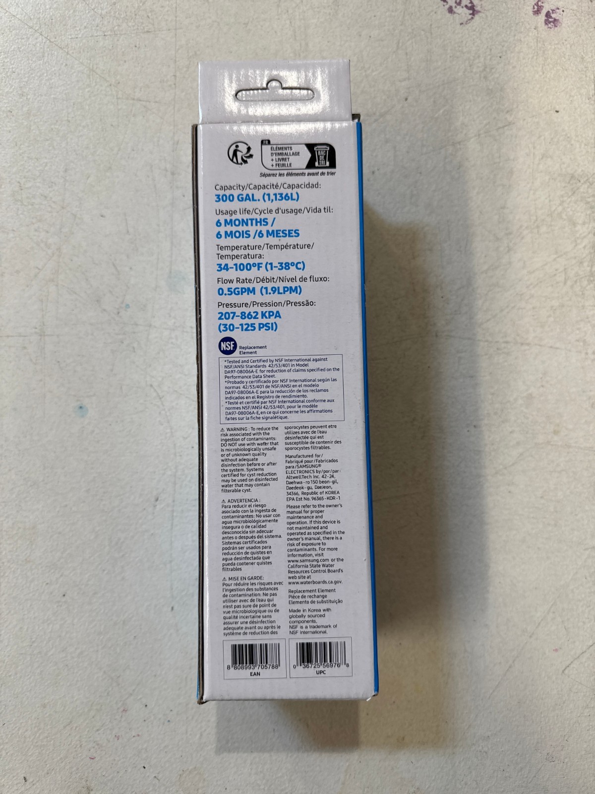 SAMSUNG Genuine Filter for Refrigerator Water and Ice, Carbon Block Filtration
