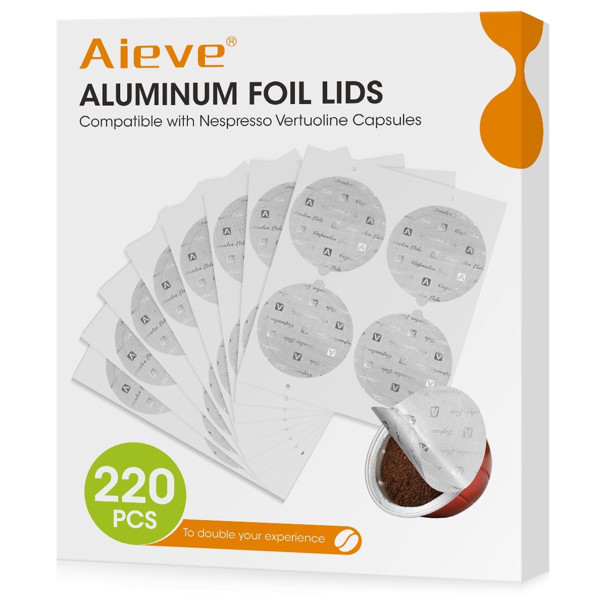 Aieve 220 Pcs Aluminum Foil Seal Lids for 220 Count (Pack of 1), Silver