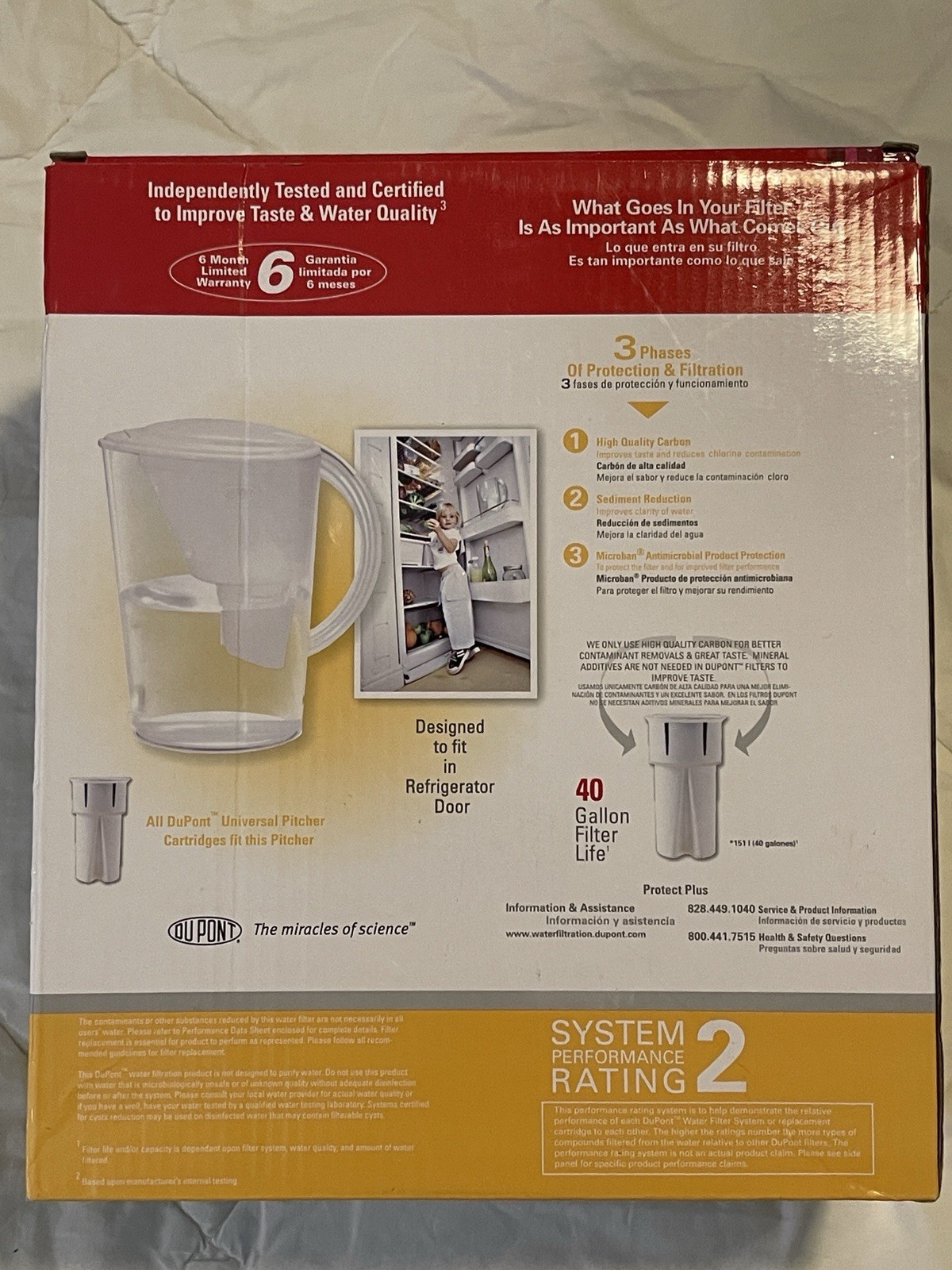 DuPont Vista Water Pitcher 6 Cup Capacity 40 Gallon Filter Life – NIOB