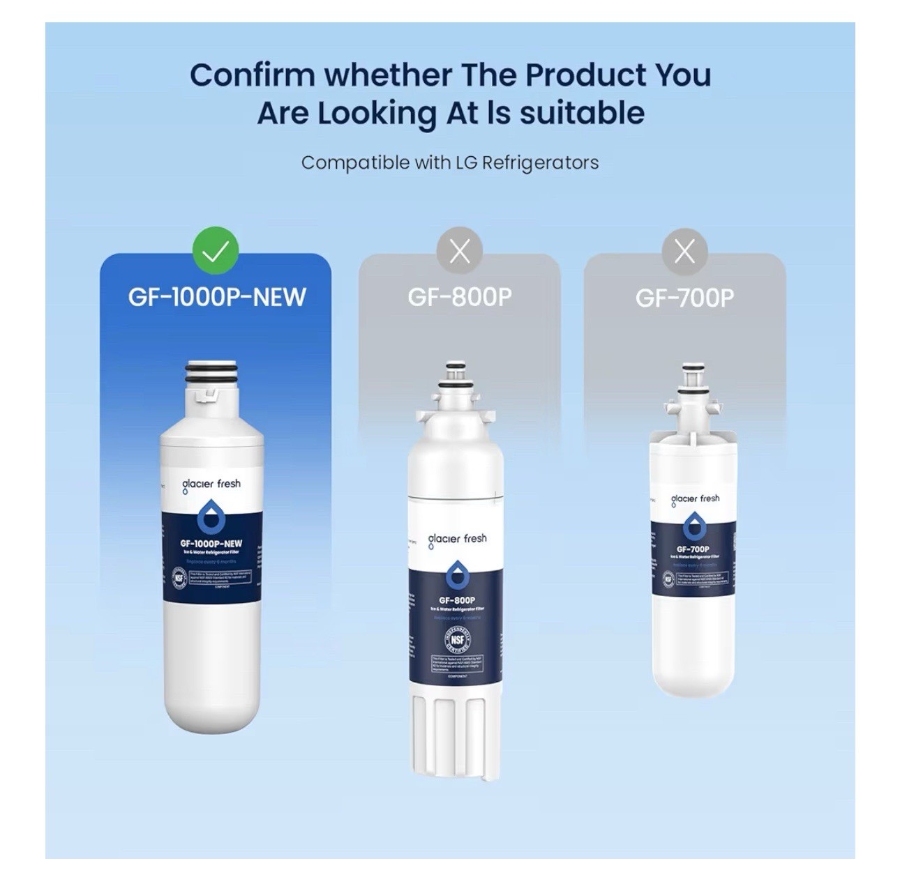 3PK WATER FILTER GF-1000-NEW LT1000PC + 4PK FILTER GLACIER FRESH ADQ73334008