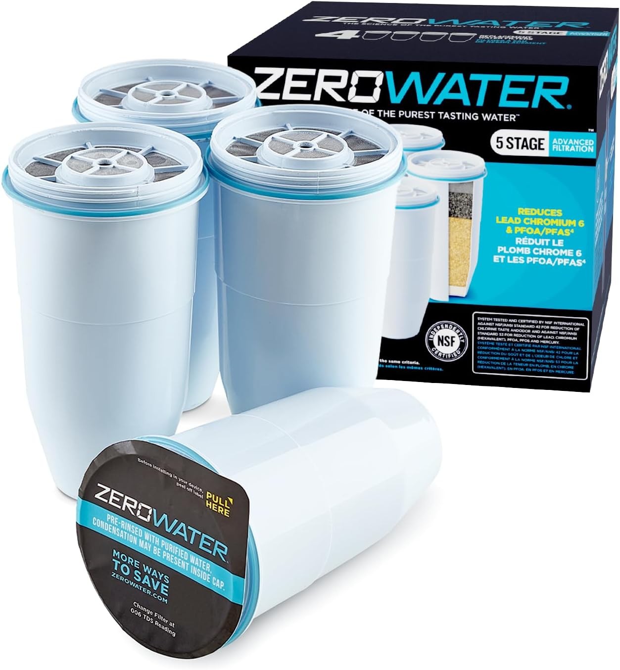 4 Pack 5 Stage Water Filter Replacement 0 TDS Reduces Lead Chromium PFAS