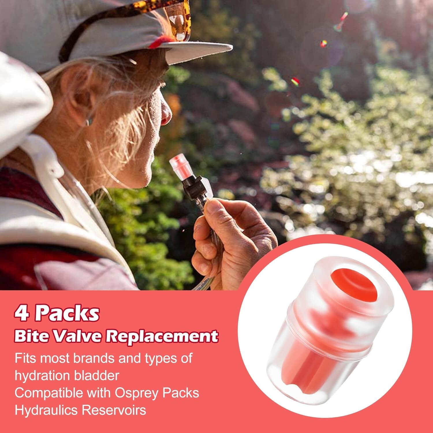 4 Packs Bite Valve Replacement Sheath for Water Bladder, Compatible with Osprey