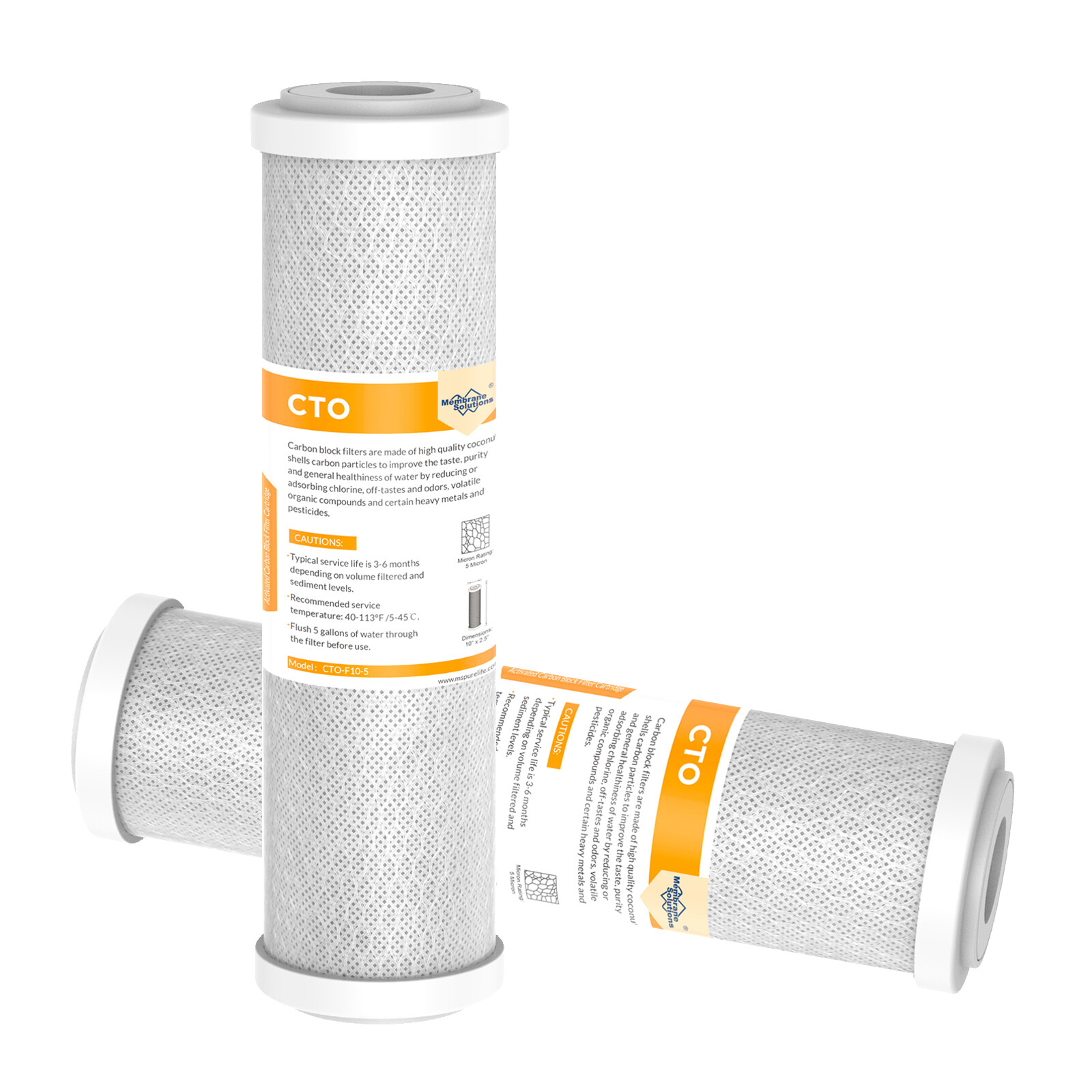2 Pack 5μm 10″x2.5″ Carbon Block Water Filter Replacement Cartridges Whole House