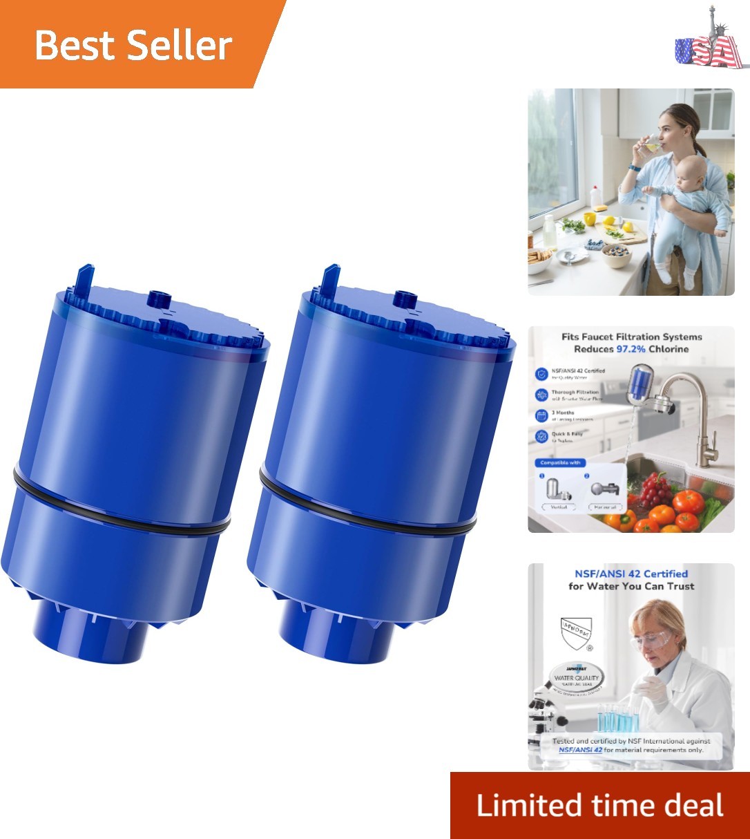Cost-Effective 2-Pack PUR Water Filter, Compatible with Multiple Faucets