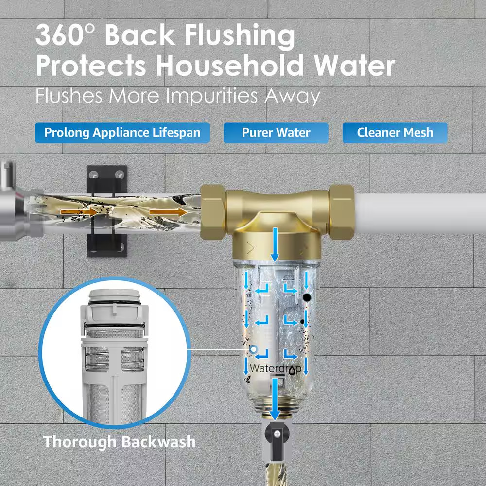Whole House Spin down Sediment Water Filtration System, 20 GPM, 1 In. MNPT and 3