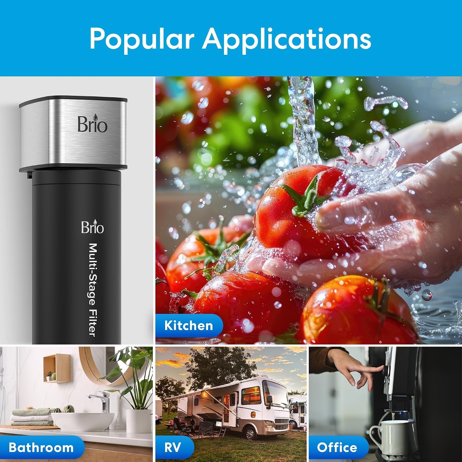 Brio Under Sink Drinking Water Filter 3-Stage 0.5 Micron w/ Faucet System