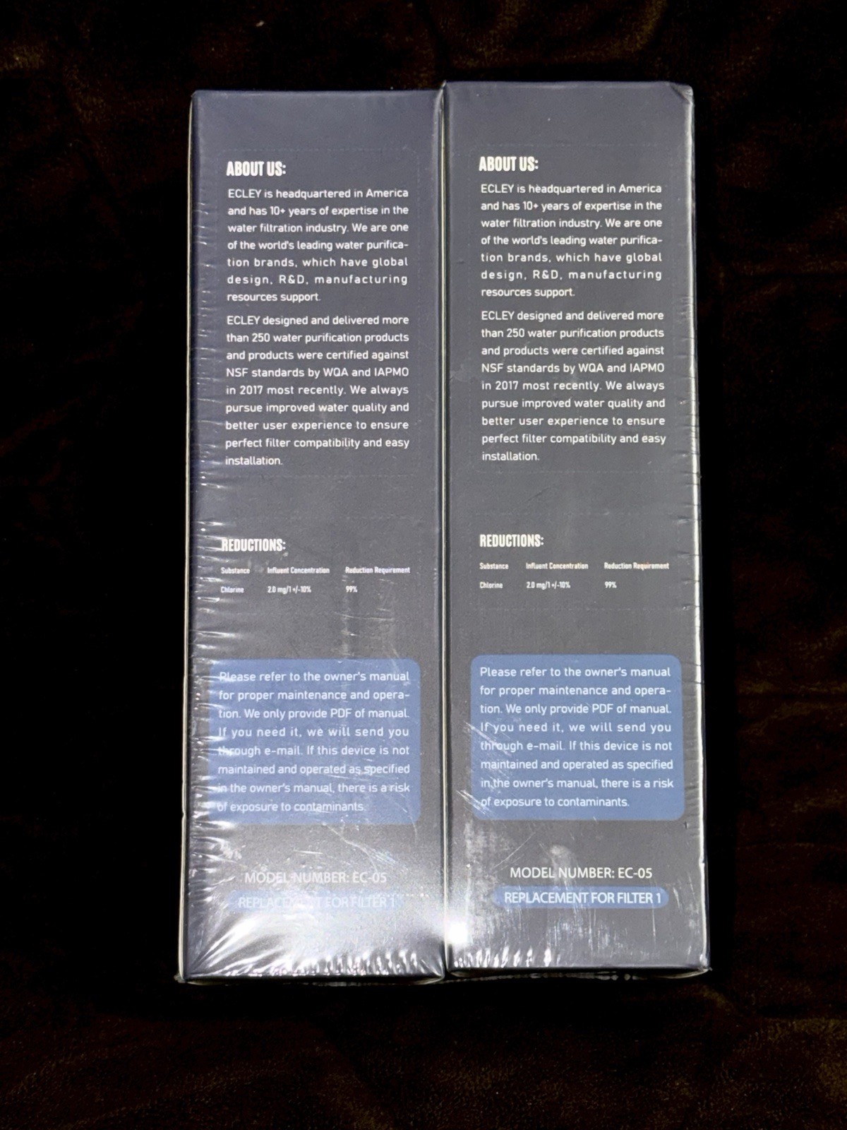 New 2 Packs ECLEY EC-05 Refrigerator Water Filter Replacement UNOPENED