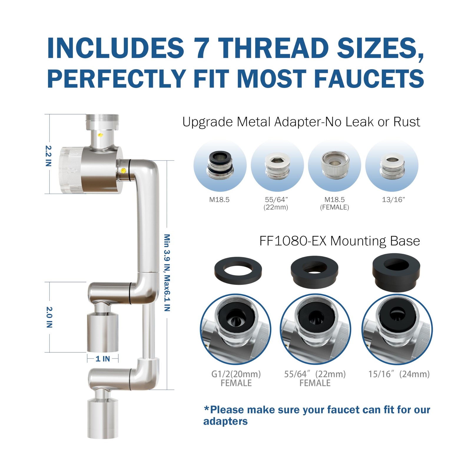 Water Filter for Sink Faucet Extender, Certified Reduce 99% Chlorine, 1080° R…