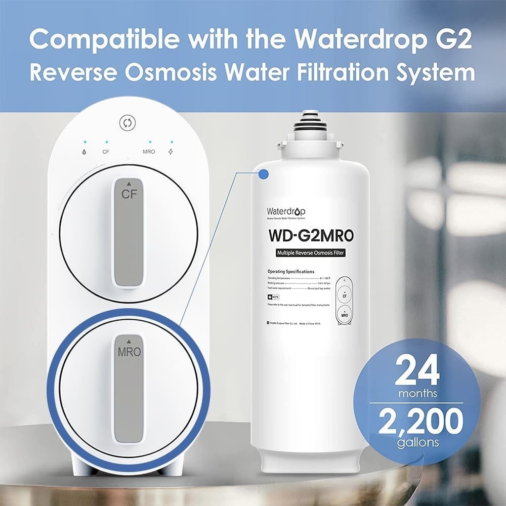 Waterdrop WD-G2-W WD-G2-B Replacement Filter, Pack of 1 WD-G2CF and 1 WD-G2MRO