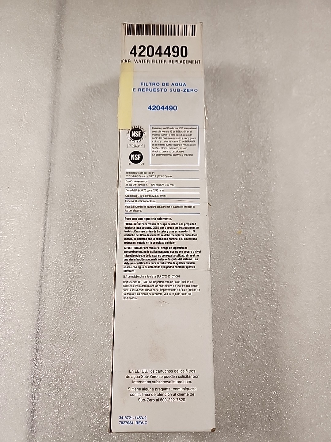 1 Packs SUB-ZERO 4204490 Refrigerator Water Filter, FREE SHIPPING