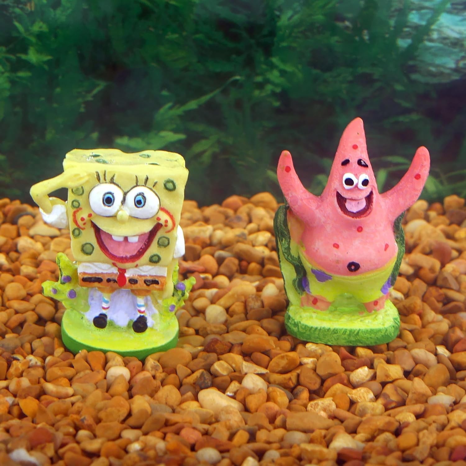 Multi-Color Spongebob & Patrick Aquarium Filter Accessory – Safe Resin Design